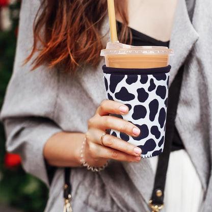 Reusable Insulated Neoprene Iced Coffee Cup Sleeve, Durable Drink Sleeve for Cold Beverages, Beverage Holder for Iced Coffee, Floral Checkers