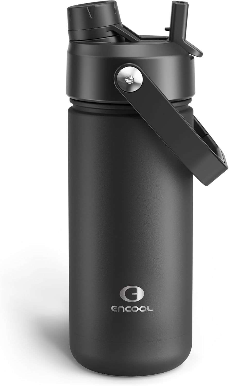 ENCOOL Insulated Water Bottle with Straw Stainless Steel Water Bottle, Leak-Proof, BPA-Free, Double Wall Vacuum Keeps Cold for 24 Hours for Sports, Travel, School (26 oz, Cotton Candy) - Colors C