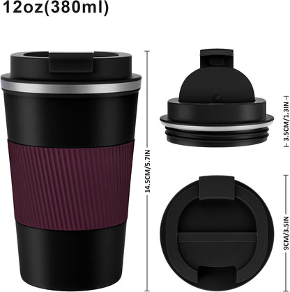 KETIEE Travel Coffee Mug Spill Proof 12oz, Insulated Travel Mug to Go, Reusable Coffee Cup with Seal Lid, Vacuum Stainless Steel Tumbler for Hot/Cold Drinks (Red)