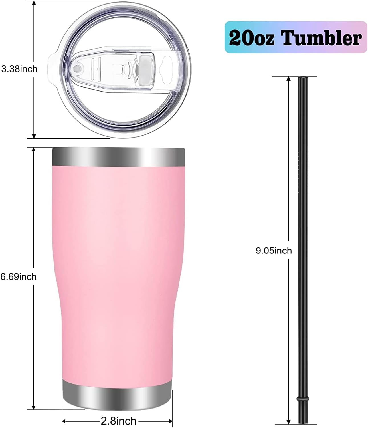 VEGOND 20oz Tumbler Stainless Steel Tumbler Cup with Lid And Straw Vacuum Insulated Double Wall Travel Coffee Mug(Orange 1 Pack)
