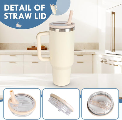 Flip Straw Lid Compatible with Stanley Cup Reusable Lid Spill Proof Tumbler Cover Compatible with Stanley Cup Leak Proof Quencher Straw Cover for 40 Oz Tumbler-2 Pack