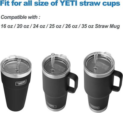 LUOLAO Silicone Spill Stopper Compatible with YETI Straw Cup, Mug Tumbler Accessories Including 2 Straw Cover Topper Cap, 2 Leak Proof Stopper