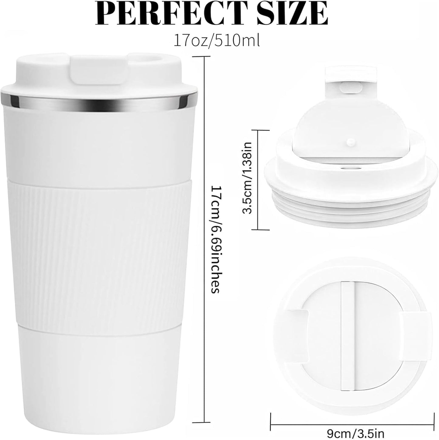 YINBAOGE Insulated Travel Coffee Mug, Spill & Leak Proof, Portable To Go Camping Stainless Steel Coffee Tumbler, Reusable Thermal Coffee Cup with Lid for Hot & Cold Drinks (Black, 12 OZ)