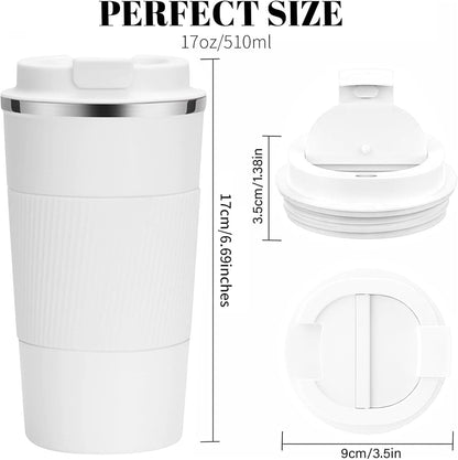 YINBAOGE Insulated Travel Coffee Mug, Spill & Leak Proof, Portable To Go Camping Stainless Steel Coffee Tumbler, Reusable Thermal Coffee Cup with Lid for Hot & Cold Drinks (Black, 12 OZ)