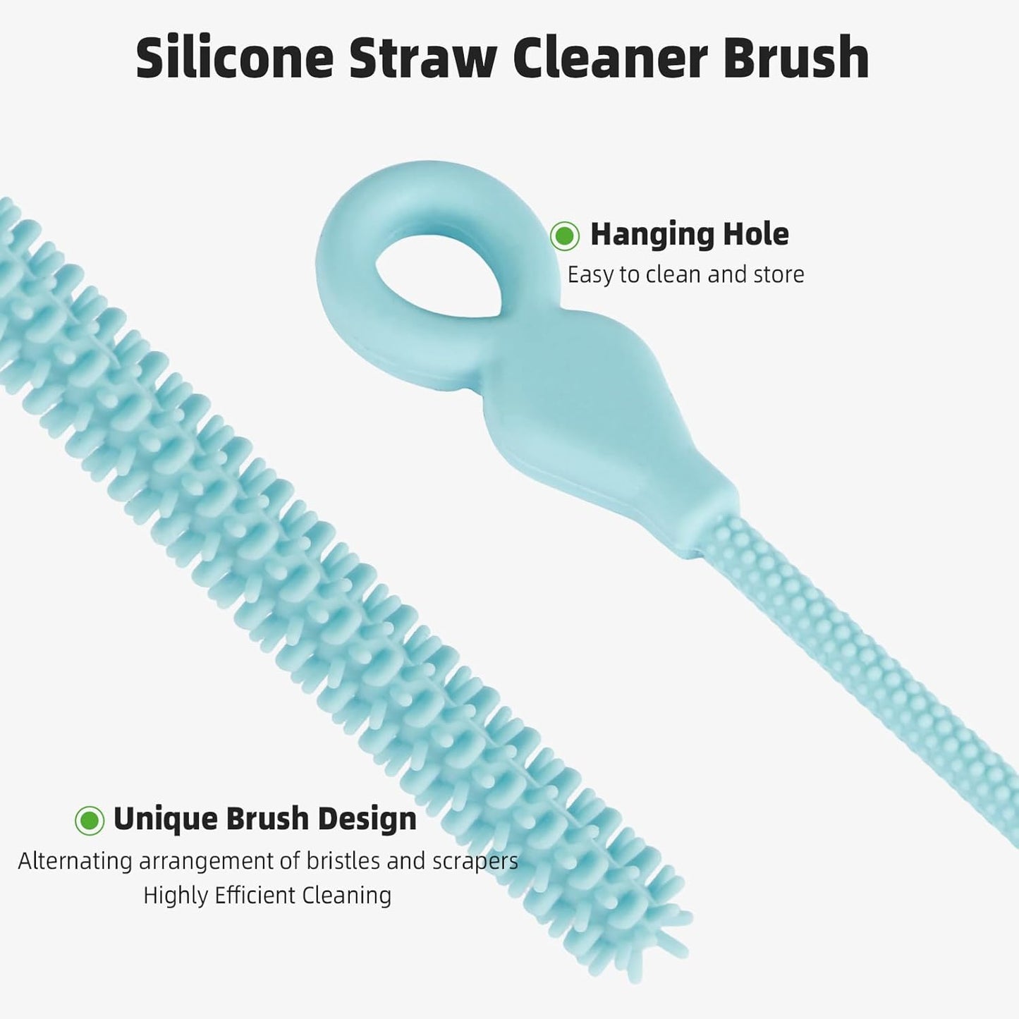 Silicone Straw Cleaner Brush, 4Pcs Reusable Straw Brush Set with Extra-Long Design for Cleaning Thin Metal Straws and Wider Milkshake Straws （6mm+9mm Pink)