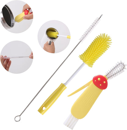 3 Pack Cleaner Brush Kit for Stanley, Bottle Cleaner Brush Set with Straw Brush Cleaner and Cup Lid Cleaning Brush for Stanley Cup, Tumbler Cups, Drinking Glass (Pink)
