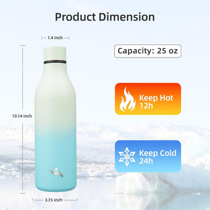 Konokyo Insulated Water Bottle with Strap,18 oz Double Wall Stainless Steel Vacuum Bottles Metal Water Flask,Macaron Green - Colors A