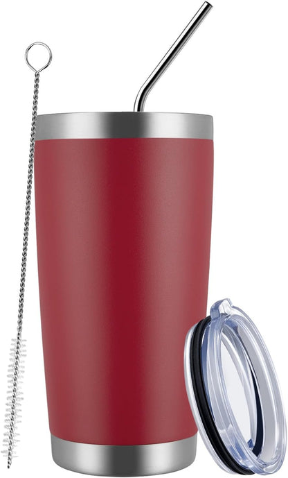 MEWAY 20oz Tumbler Cup Double Wall Vacuum Insulated Travel Mug Bulk, Stainless Steel Tumblers with Lid and Straw, Durable Powder Coated Coffee Cups for Cold & Hot Drinks (Navy, 1)