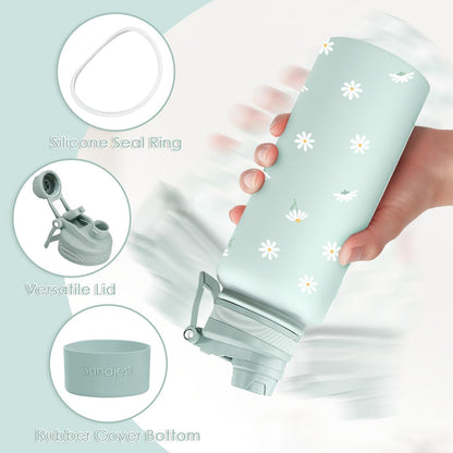 SANDJEST Pickleball Stainless Steel Water Bottle with Strap 32oz, Insulated Bottles with Straw and Spout Lid for Gym Sports Travel Outdoor, Gifts for Women Girls Birthday Christmas