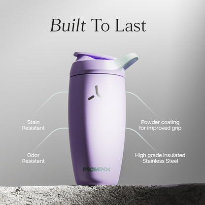 Promixx Pursuit Insulated Shaker Bottle – 18oz Double-Wall Stainless Steel Protein Mixer with Snap-Fit Agitator for Smooth Ice-Cold Shakes – Leak-Proof Gym Shaker Cup for Fitness – Midnight Blue