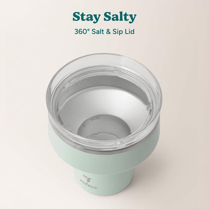 REDUCE Saltini 16 oz Cocktail Tumbler - Insulated Margarita Tumbler with Lid - Keeps Drinks Cold for 10 Hours - 360 Sippable Martini Glass Alternative - Shatterproof, Perfect for Parties - Cloud Blue