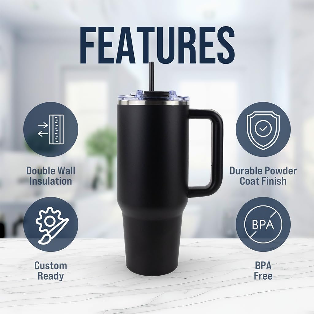 Hogg Big Swig 40 oz Tumbler with Handle and Straw - Red, 40oz Insulated Stainless Steel, Water Tumbler with Straw, Water Cup with Handle, Versatile Leak Proof Lid