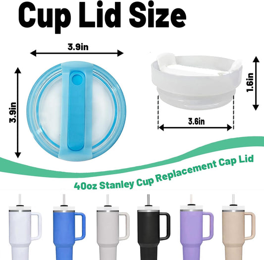 40 OZ Tumbler Lid Replacement Fit for Stanley Cup, 2 Pack Clear Replacement Lids Fit for Stanley Travel Tumbler, Spill Proof Tumbler Covers for Stanley Cup Accessories (Clear - White) - Colors B