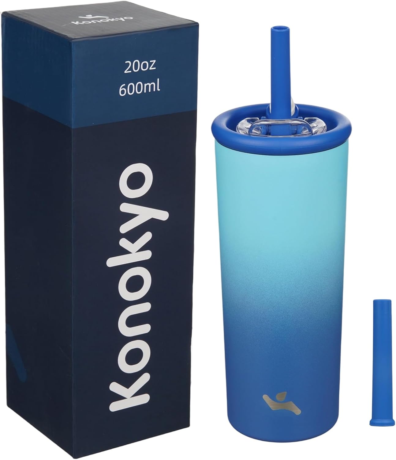 Konokyo 25oz Insulated Tumbler with Lid and Straw, Reusable Iced Coffee Cup with Lid, Travel Coffee Mug, BPA-Free, Leak-Proof and Durable, Oasis