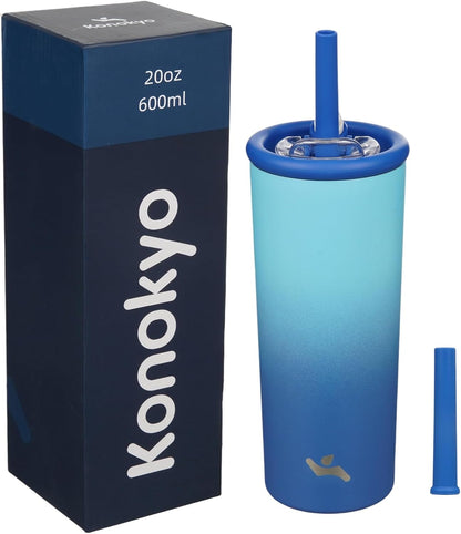 Konokyo 25oz Insulated Tumbler with Lid and Straw, Reusable Iced Coffee Cup with Lid, Travel Coffee Mug, BPA-Free, Leak-Proof and Durable, Oasis