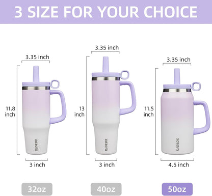 BJPKPK 50oz Insulated Tumbler with Handle Stainless Steel Travel Coffee Mug with Lid Reusable Large Water Bottle with Straw,Sky