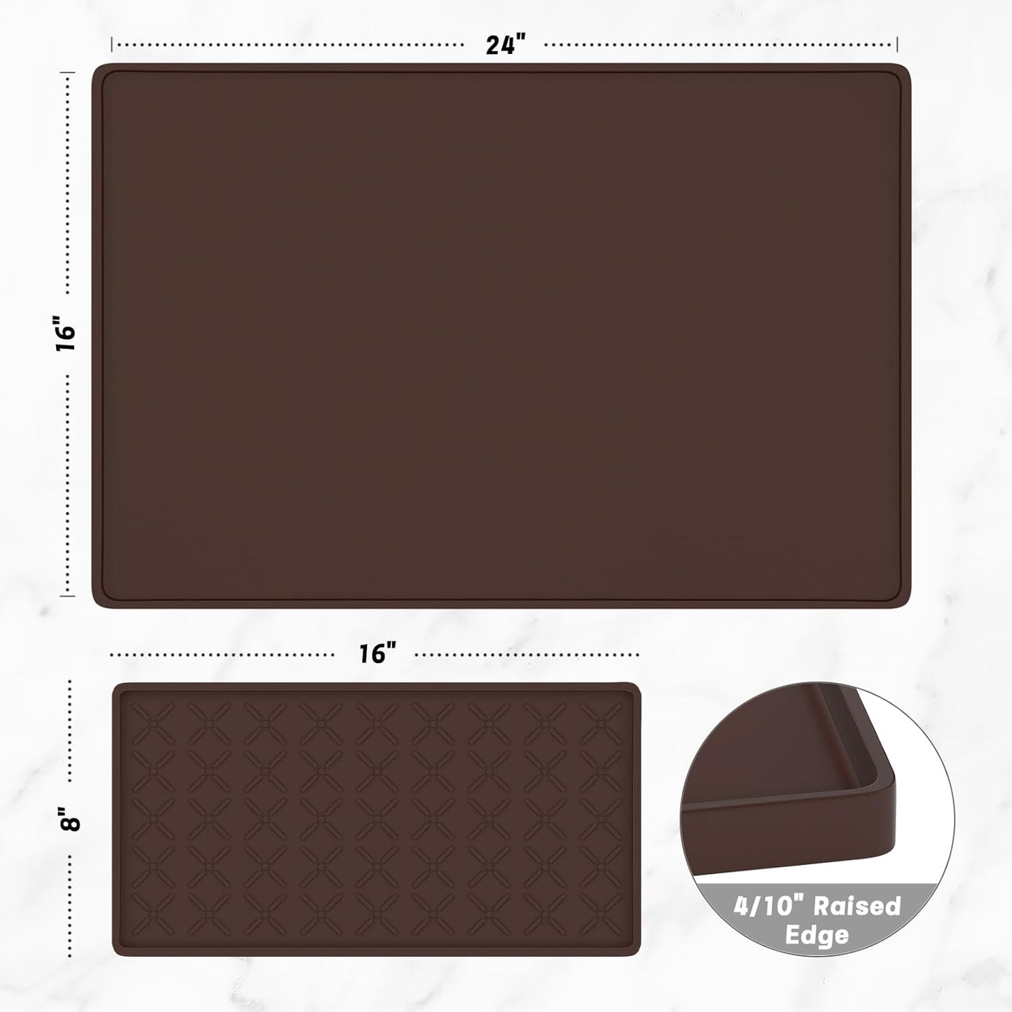 Rnivvi Silicone Coffee Mat, 16" x 24" Waterproof Raised Edge Coffee Bar Mats for Espresso Machine Station Accessories, Heat Resistant Detachable Dish Drying Pad for Kitchen Counter, Dish Rack, Green