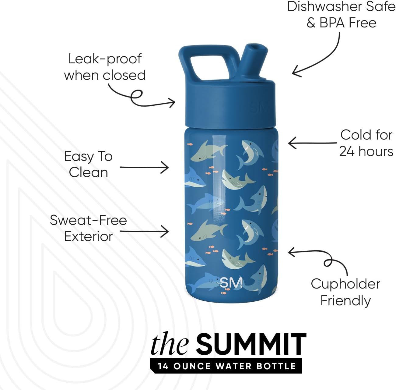 Simple Modern Kids Water Bottle with Straw Lid | 14oz Insulated Stainless Steel Kids Tumbler & Spill Proof Toddler Cup for School, Girls, Boys | Summit | Chloe Floral - Colors B