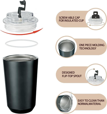 DEQIANG Travel Coffee Cup, Coffee Cup Travel with Lid, Insulated Coffee Mug for Hot & Cold Beverages, Great Gift Choice for Coffee Lovers, Office Workers, Hikers & Commuters (Black, 8.5 oz)