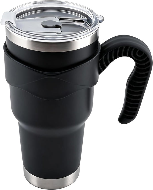 GGQ 30oz Insulated Tumbler with Handle Food-Grade 304 Stainless Steel with Lid,Straw and Cleaning Brush,Double Wall Cup for Hot & Cold Beverages,Leak-Proof Sweat-Proof Travel Coffee Cup (Green)