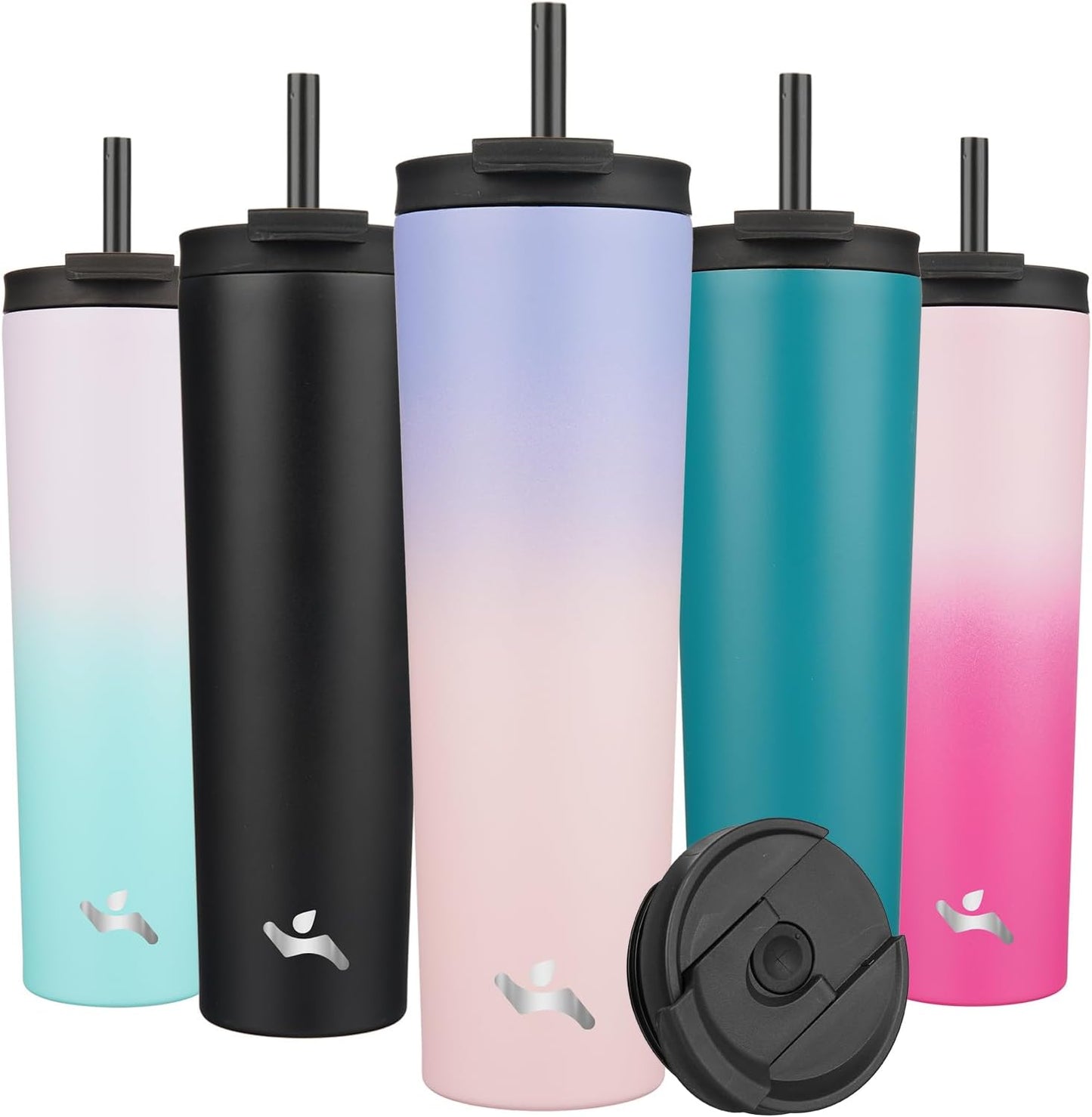 Konokyo 30 OZ Insulated Tumbler with Lid and 2 Straws Stainless Steel Water Bottle Vacuum Travel Mug Coffee Cup,Pastel Sunset