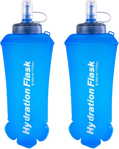 Azarxis TPU Soft Flask Collapsible Water Bottles BPA-Free 250ml 350ml 500ml for Hydration Vest Pack Running Hiking Cycling Climbing