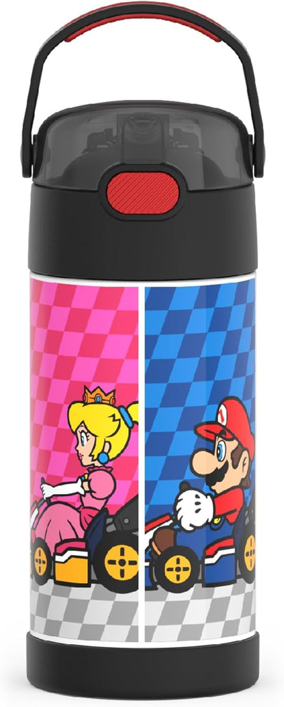 THERMOS FUNTAINER Water Bottle with Straw - 12 Ounce - Kids Stainless Steel Vacuum Insulated Water Bottle with Lid, Bluey - Colors B