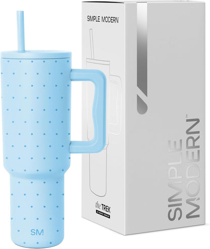 Simple Modern 40 oz Trek Tumbler with Handle and Straw Lid | Cup Holder Friendly Insulated Stainless Steel Travel Mug | Sea Glass Sage - Colors A