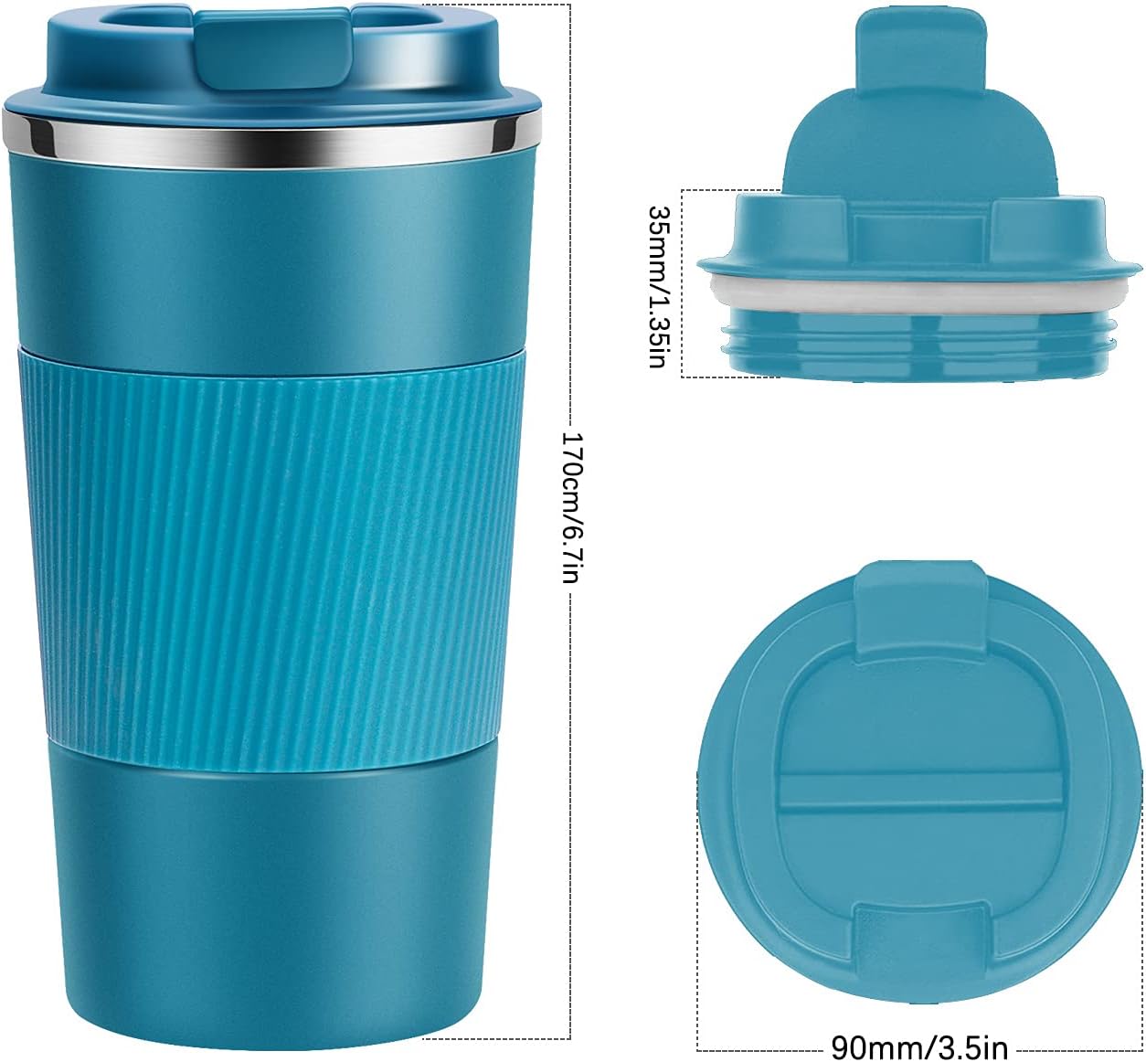 YINJOYI 12oz Travel Coffee Cups Insulated Tumbler Thermal Mug to Go with Lid Leak Proof Reusable Stainless Steel Coffee Mug Spill Proof for Hot and Iced Cold Drinks (Red, 380ml)