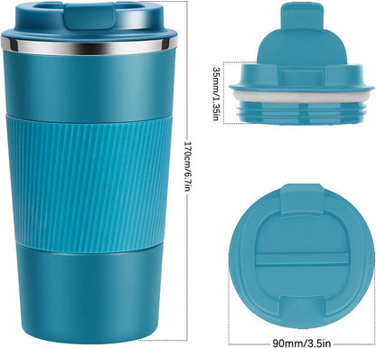 YINJOYI 12oz Travel Coffee Cups Insulated Tumbler Thermal Mug to Go with Lid Leak Proof Reusable Stainless Steel Coffee Mug Spill Proof for Hot and Iced Cold Drinks (Red, 380ml)