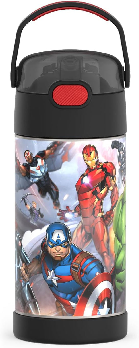 THERMOS FUNTAINER Water Bottle with Straw - 12 Ounce - Kids Stainless Steel Vacuum Insulated Water Bottle with Lid, Bluey - Colors A