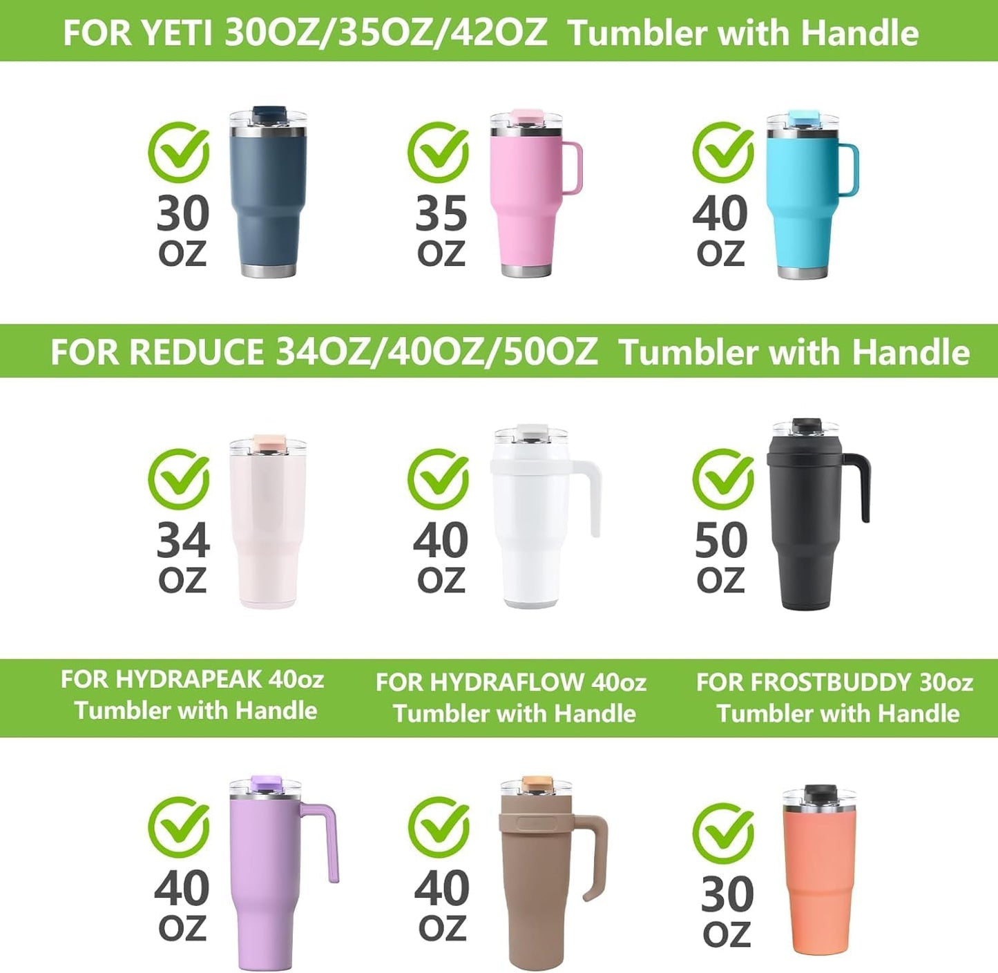 Zenbo 2-in-1 Replacement Lid – Press-In Leakproof Flip Straw & Sip Top, Compatible for Yeti 30oz/35oz/42oz Tumbler Lids, Fit for Hydraflow/Hydrapeak 40oz and REDUCE 40oz/50oz Tumblers