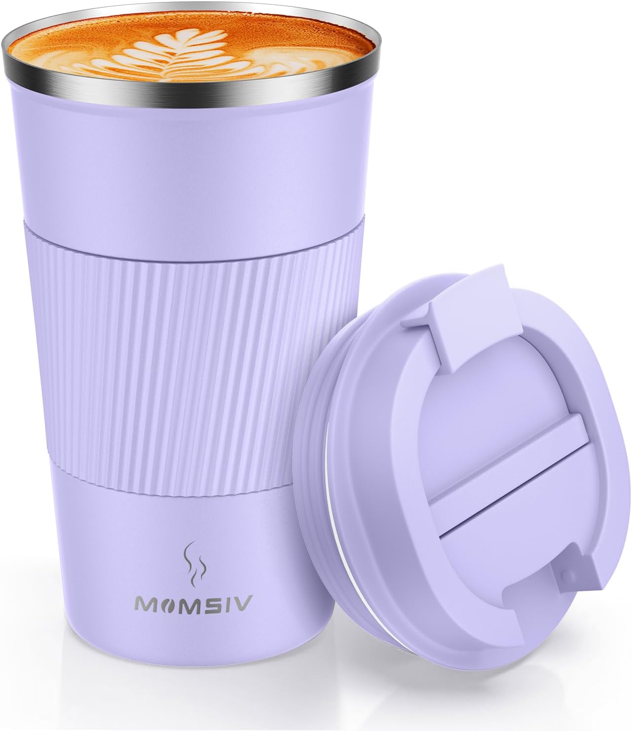 MOMSIV 12oz Travel Mug, Insulated Coffee Cup with Leakproof Lid, Travel Coffee Mug Vacuum Stainless Steel Double Walled Reusable Coffee Cup for Hot and Cold Water Coffee
