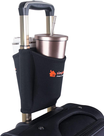 simpletome Luggage Travel Cup Holder Hands-Free Drink Caddy Attachment Drinks Carrier for Drink Beverages Coffee Mugs (Grey)