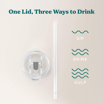REDUCE brand Cold1 Tumblers or Mugs 20-24oz mouth Replacement Lid (3.5 inch diameter) and Straw (10.6 inch) set, Clear, BPA Free, Dishwasher safe, Durable, Reusable, Spill Proof Lid, Medium