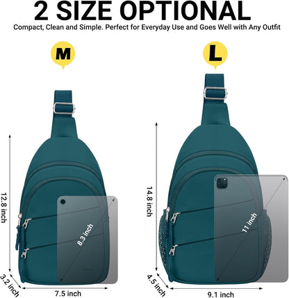 Tuwubi Crossbody Bags for Women, Sling Bag for Men, Small Hiking Backpack Anti Theft Lightweight for Outdoors Travel (M, Black)