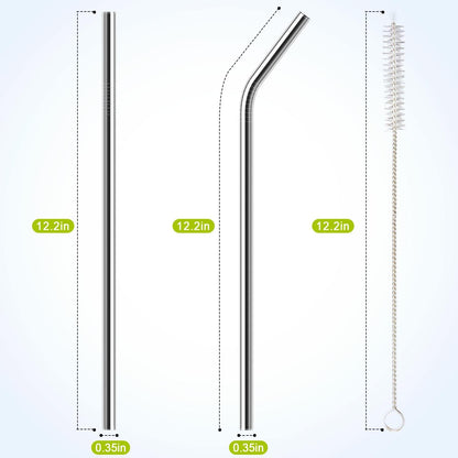 6 Pack Stainless Steel Straw Replacement 40 oz for Stanley Adventure Travel Tumbler, Reusable Straws with Cleaning Brush Compatible with Stanley 40oz Cup Tumbler