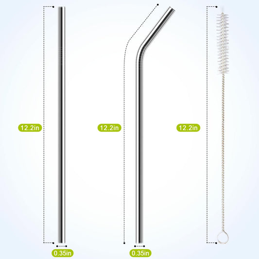 6 Pack Stainless Steel Straw Replacement 40 oz for Stanley Adventure Travel Tumbler, Reusable Straws with Cleaning Brush Compatible with Stanley 40oz Cup Tumbler