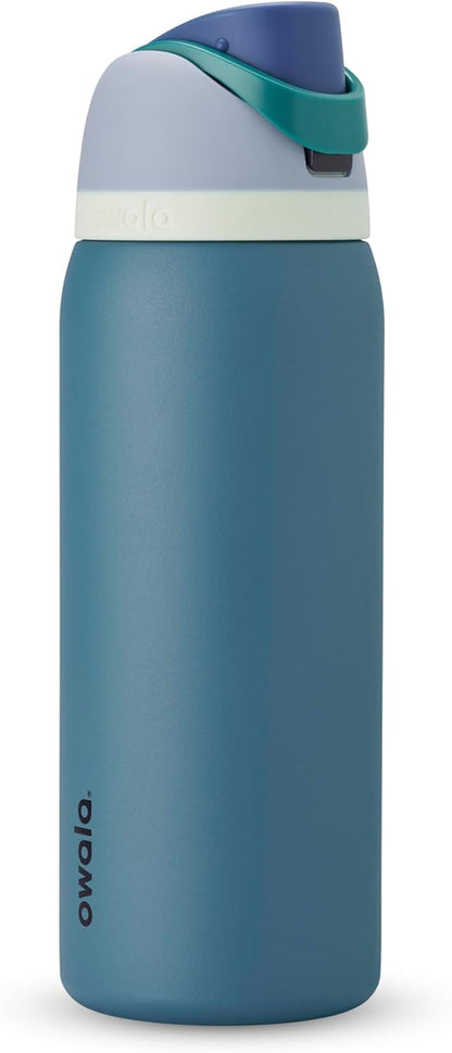 Owala FreeSip Insulated Stainless Steel Water Bottle with Straw, BPA-Free Sports Water Bottle, Great for Travel, 32 Oz, Denim