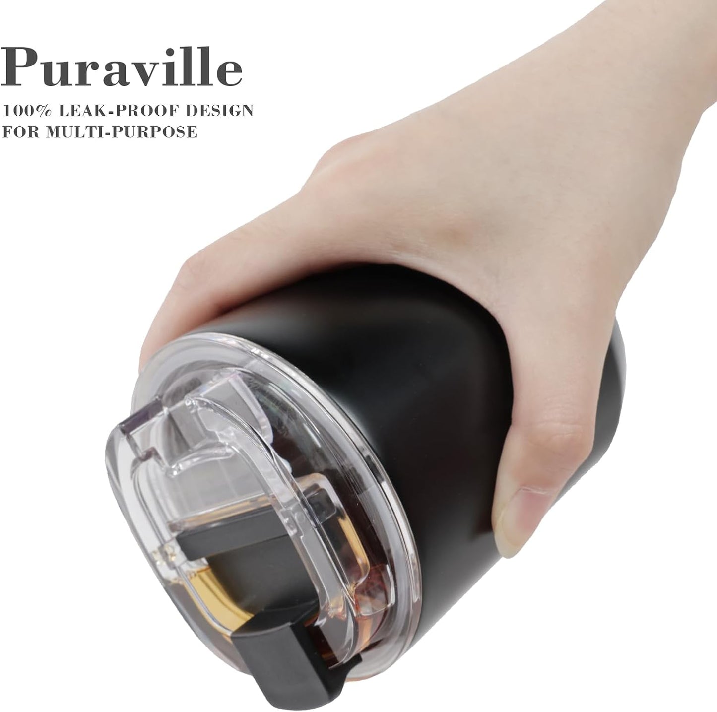 Puraville Insulated Tumblers with Lid, 14 oz Travel Coffee Mug Stainless Steel Vacuum Cup, Leak Proof Reusable Double Walled Coffee Tumbler for Iced and Hot Drinks, Cream