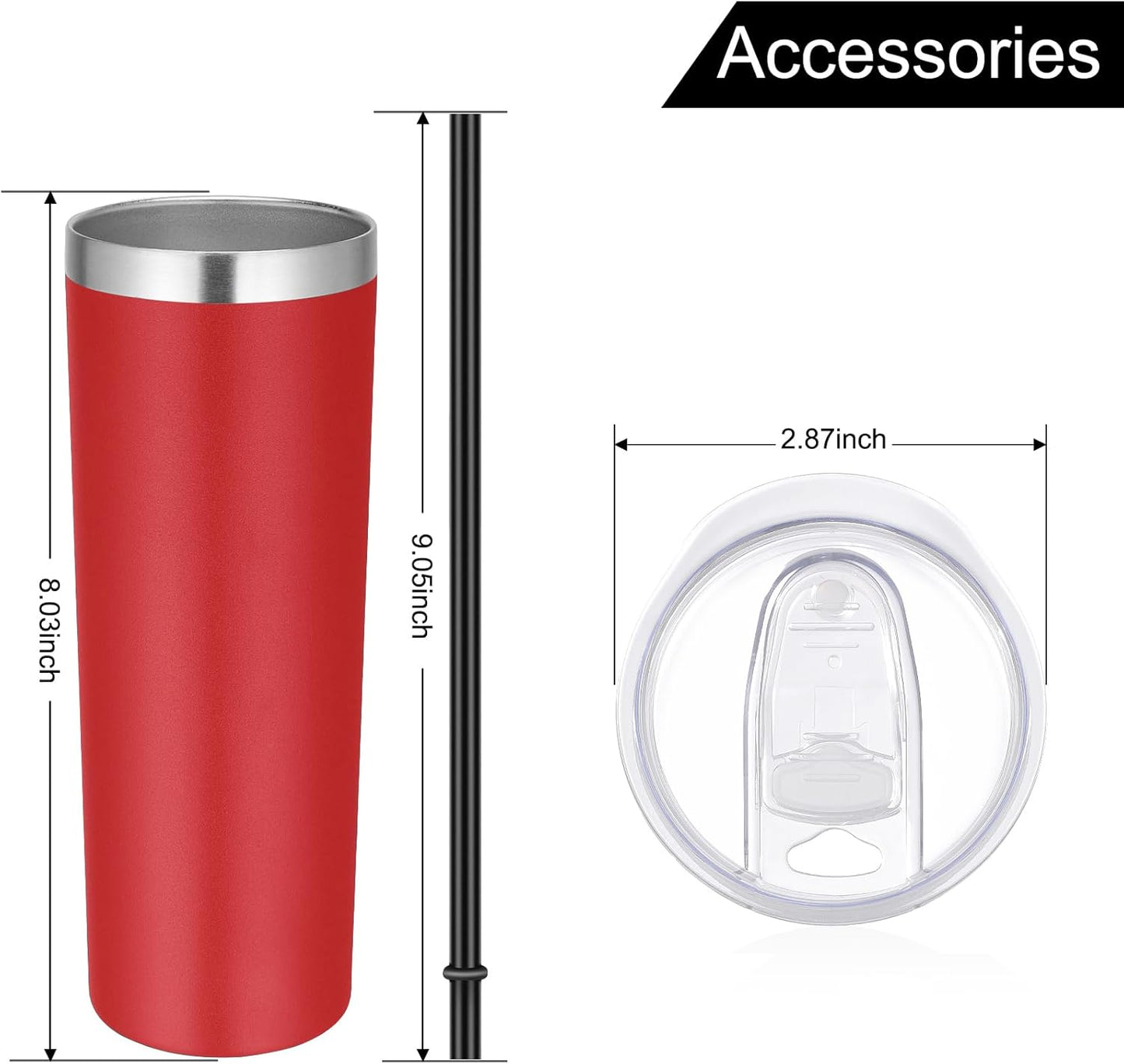 VEGOND Stainless Steel Skinny Tumbler, 20 oz Vacuum Insulated Tumbler with Lid and Straw, Double Wall Coffee Cup, Travel Mug for Cold Hot Drinks, Light Pink 1 Pack