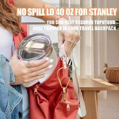 2 Pack 40 oz Tumbler Detachable Flip Straw Lid Replacement Fit for Stanley Quencher ProTour,Leak Proof Lid Compatible with Stanley Cup,No Spill Flip Top Tumbler Cover for Stanley Cup Accessories