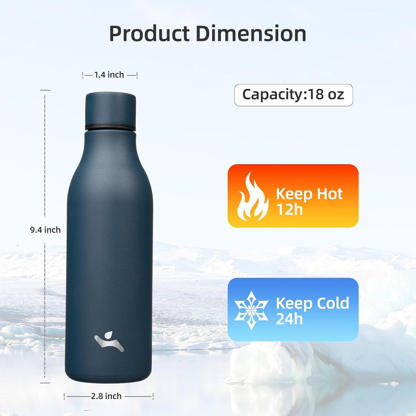 Konokyo Insulated Water Bottle with Strap,18 oz Double Wall Stainless Steel Vacuum Bottles Metal Water Flask,Macaron Green - Colors B