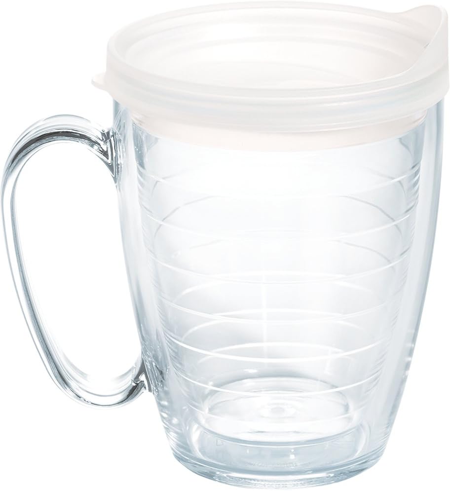 Tervis Clear & Colorful Lidded Made in USA Double Walled Insulated Tumbler Travel Cup Keeps Drinks Cold & Hot, 24oz, Black Lid, 1 Count (Pack of 1)