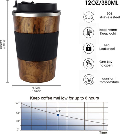 KETIEE Travel Coffee Mug Spill Proof 12oz, Insulated Travel Mug to Go, Reusable Coffee Cup with Seal Lid, Vacuum Stainless Steel Tumbler for Hot/Cold Drinks (Red)