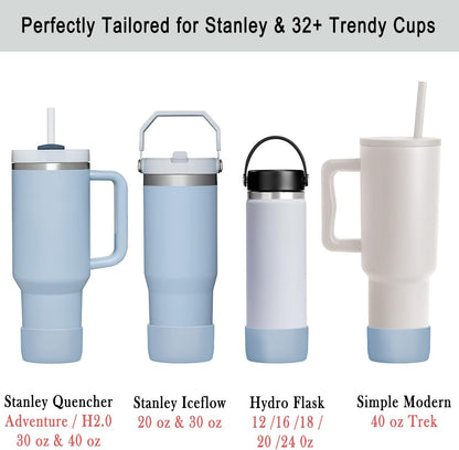 KTKUDY 2-Pack Silicone Boot for Stanley Tumbler 40 30 20 oz & Intended for Hydro Flask 12-24 oz - Cup Boot fit Select Yeti, Simple Modern, Owala Water Bottle - Bottom Cover Accessories Fit Stanley Cup