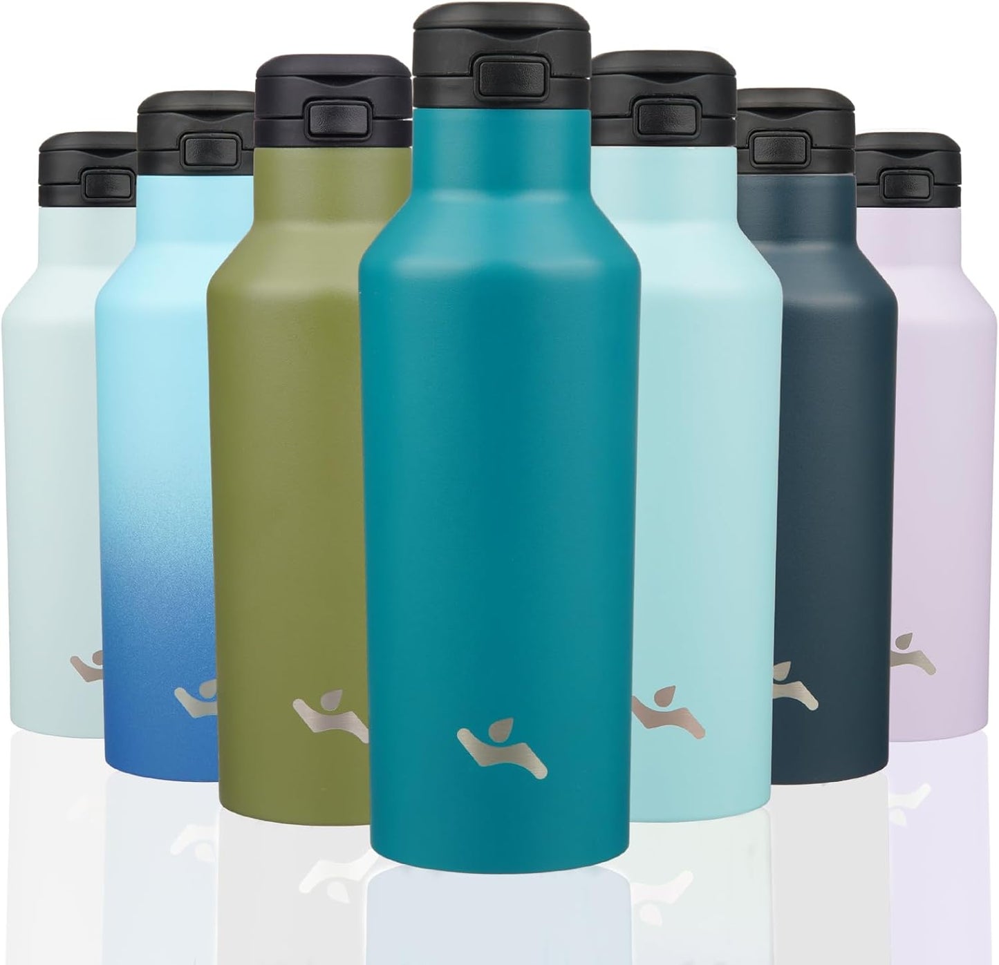 Konokyo Insulated Water Bottle with Straw,25 OZ Double Wall Vacuum Stainless Steel Water Flask with 2 Lids,Black