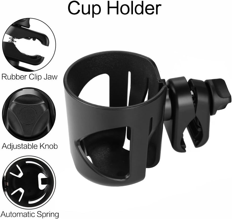 Accmor Stroller Cup Holder, Universal Cup Holder for Walker Wheelchair Bike, 360° Rotatable Stroller Cup Holder Attachment Accessories for Walker, Wheelchair, Scooter