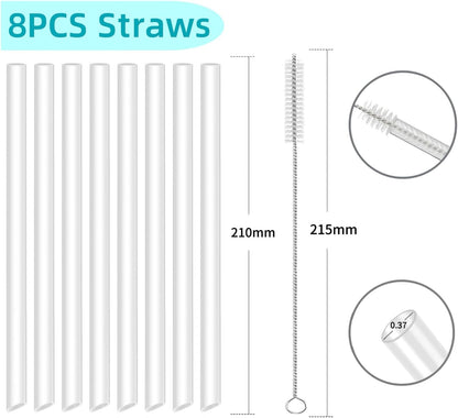 Joshey 8-Pack Replacement Straws for Stanley 30oz Tumbler | Compatible with Stanley IceFlow Flip Straw Lid | BPA-Free Reusable Plastic Drink Straws with 2 Cleaning Brushes