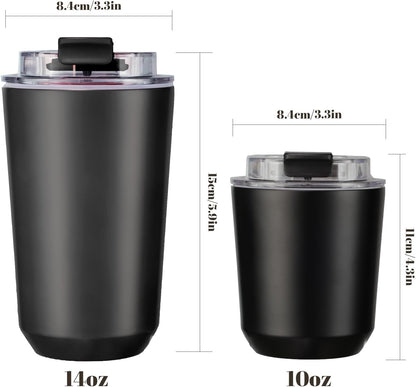 Puraville Insulated Tumblers with Lid, 14 oz Travel Coffee Mug Stainless Steel Vacuum Cup, Leak Proof Reusable Double Walled Coffee Tumbler for Iced and Hot Drinks, Cream